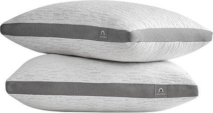 ACCURATEX Pillows Standard Size Set of 2, Rayon Derived from Bamboo Removable Cover, Shredded Memory Foam Pillow with Down Alternative Fill (Adjustable), Supportive Pillows for Side Back Sleepers