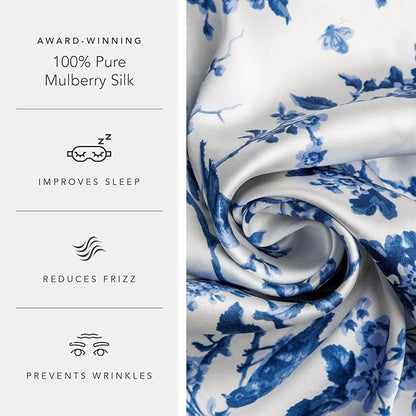 Fishers Finery 25mm 100% Pure Mulberry Silk Pillowcase 2 Pack (Tea Cup Print, Standard)