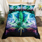 Cannabis Leaves Queen Size Comforter Cover,Psychedelic Smoke Duvet Cover with 2 Pillowcase,Marijuana Leaf Weed 3 Pieces Quilt Set,Hippie Plant Chic Bedding Set,Teens Adults Birthday Gift,No Comforter