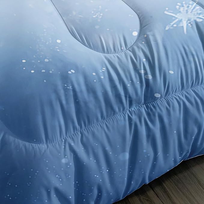 Penguin Comforter Set Full Size,Antarctic Animal Kawaii Penguin Bedding Sets for Kids Boys Girls Room Decor,Cute Winter Snowflake Pattern Bedding Sets with 2 Pillowcases.