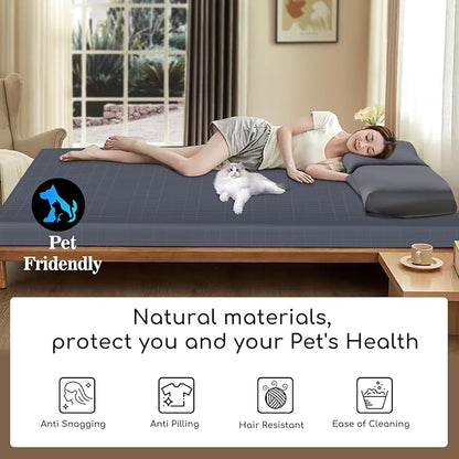 Grounding Sheet,90% Cotton + 10% Silver Fiber, Improves Sleep, Healthy Sleep Therapy (Gray, (78.1 * 80 * 15 inch))