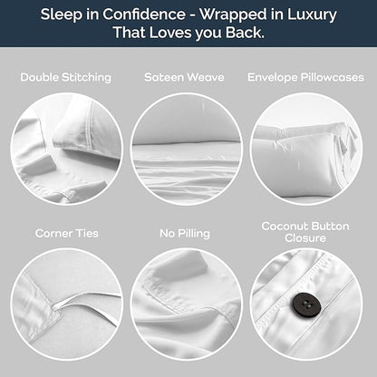 Olive + Crate Tencel Eucalyptus Cooling Duvet Cover Set - Hypoallergenic, Lyocell Tencel Duvet Cover - Soft, Temperature Regulating with Hidden Button Closure & Corner Ties - King Size [White Snow]