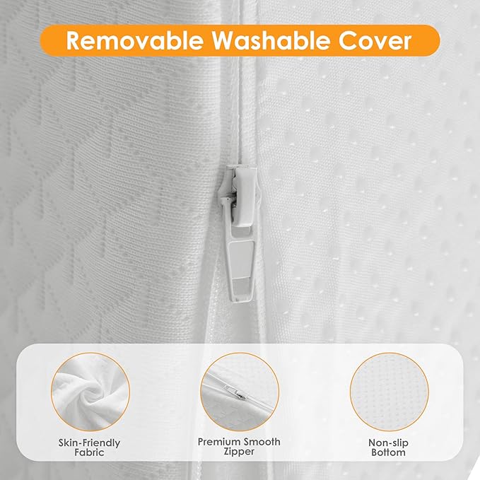 Wedge Pillow for Sleeping, 12" Bed Wedge Pillow for Headboard, Triangle Incline Wedges for Acid Reflux, Pillows Wedge for Back Pain Relief, Elevated Leg Pillows After Surgery, Snoring, White