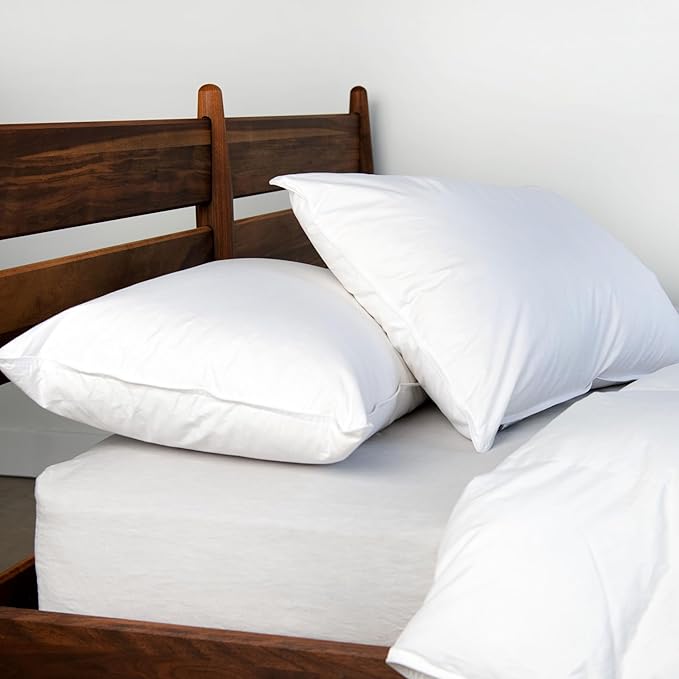 Bokser Home White Duck Feather & Down Bed Pillows – Queen Size (U.S. Standard), 2 Pack, Soft Support, Luxury Hotel-Style Sleeping Pillows