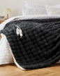 GarveeHome Heated Blanket Queen, Dual Control Faux Fur Electric Blanket with 4 Heat Settings, Soft Bubble Blanket with 8 Hour Auto-Off & Overheat Protection, for Gifts Home Couch or Bed, Dark Grey