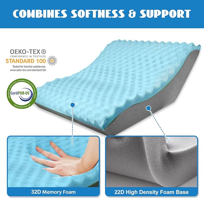 Wedge Pillow, 9&12" Adjustable Bed Wedge Pillow for Sleeping, Ergonomically Triangle Pillow for Back Pain Relief, Memory Foam Pillow Wedge for Post Surgery, Acid Reflux and Snoring,Grey