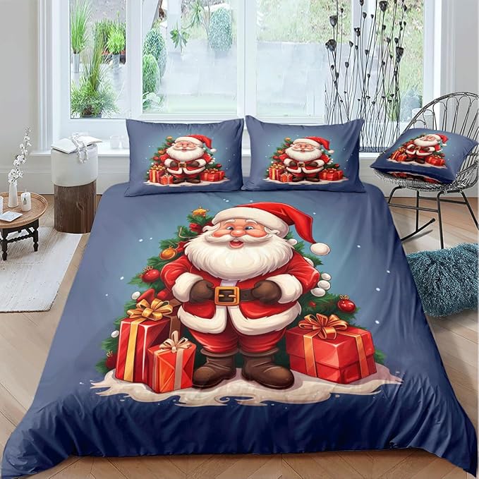 Christmas Duvet Cover Bedding Sets King Size for Kids Girls Teens, Christmas Petal Country Bedding Décor, 1 Duvet Cover and 2 Pillow Shams - 70x90 inches