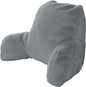 Plush Faux Fur Backrest Reading Bed Rest Pillow with Arms and Pockets for Sitting in Bed Couch Sofa, Back Support Wedge Cushion with Removable Cover, 20" x 18" x 17", Middle Gray