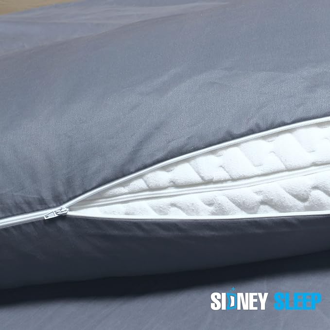 Sidney Sleep Mini Size Curved Pillow Covers - Full Length Zipper Closure - Premium Soft Brushed Microfiber (Travel Mini, Grey)