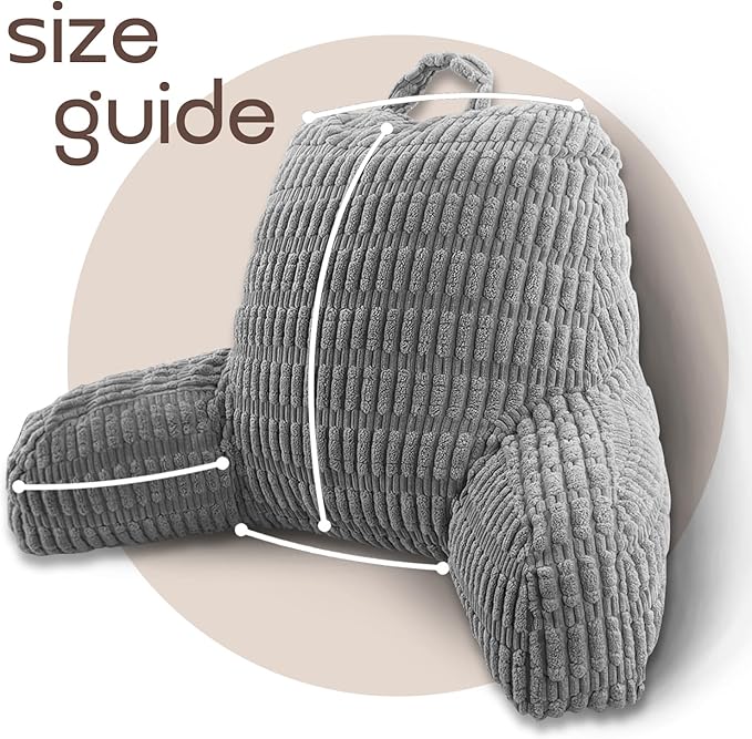 Reading Pillows for Sitting in Bed Adult, Back Rest Pillow for Sitting Up in Bed and Couch, Back Support Chair Pillow Support for Adult Backrest Pillows for Reading (Dark Grey)