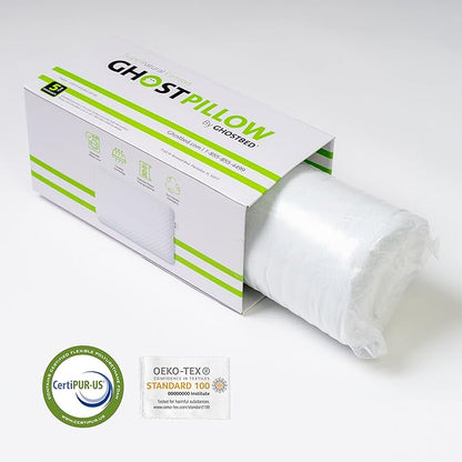 GhostBed Firm Cooling Memory Foam Pillows - Standard Size Pillow, Ventilated with Washable Cover - Ideal Bed Pillows for Stomach, Back, and Side Sleepers - Premium Cooling Pillow, Firm Pillow