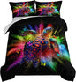 HOSIMA Watercolor Sea Turtle Comforter Set King Size,Tie Dye Ocean Turtle Butterfly Bedding Set,Marine Life Theme King Size Comforter for Kids Room Decor with 2 Pillowcases.
