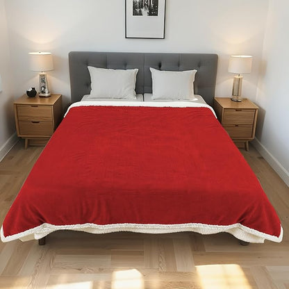 Electric Heated Blanket Full Size 72"x84" - Dual-Sided with Microplush & Sherpa Fabric, 4 Heat Settings & 10 Hours Auto Off, Machine Washable - Bright Red