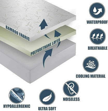 DreamField Linen California King Mattress Cover, Waterproof and Noiseless, Ultra Soft Breathable Bamboo Fabric, Easy Care Instructions