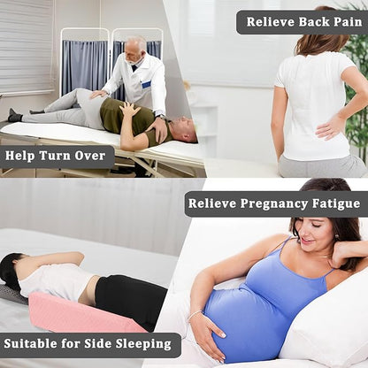 Bed Wedge Pillow for Side Sleeping Foam Filled Body Positioning Triangle Pillow Suitable for Pregnancy and Surgery Prevent Bed Sore for Leg and Back Support with Pillow Case (Light Pink)