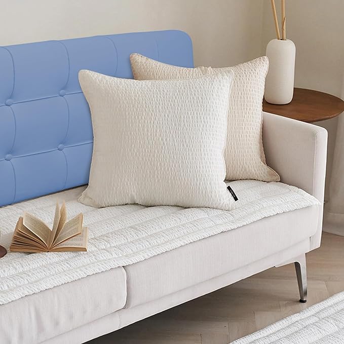BCU Wall Mount Headboard Queen Size Upholstered Wedge Pillow Headboard Adjustable Washable with Side Pocket for Backrest Support in Bed, Blue