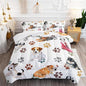 Kawaii Cartoon All Kinds of Dogs Animal Themed Comforter 3Pcs Full Colorful Paw Printed Bedding Set for Kids Teens Girls Boys Bed Decor Cute Puppy Quilt with 1 Comforter and 2 Pillowcases