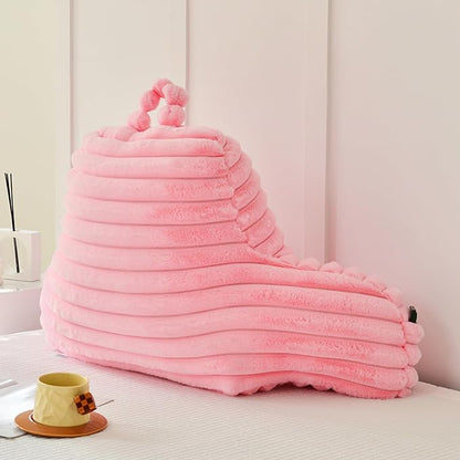 Yaoshuho Large Reading Pillow for Adults, Back Support Pillow for Sitting Up in Bed with Arms, Couch for Lounging Bedrest, Pink