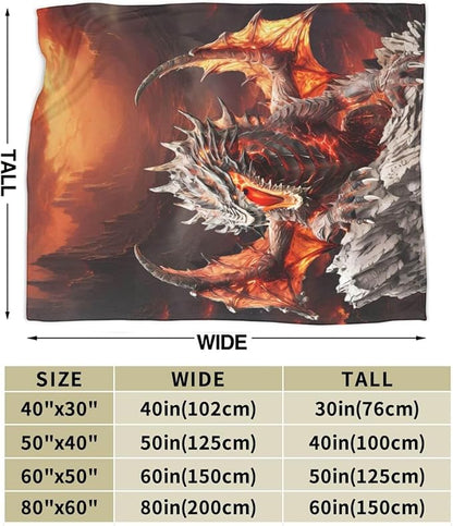 Dragon Blanket for Women Men, Cute Dragon Themed Design Printed Throw Blankets for Teens Adults Lap, Chair Sofa, Warm Soft Cozy Blanket, 50"x 60"