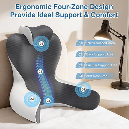 Reading Pillow for Sitting in Bed, 22”H Back Pillow for Sitting Up,Lumbar Rest & Neck Support Bed Pillows,Backrest Bed Chair with Arms for Reclining,Gaming,Resting,Watching TV in Couch or Floor