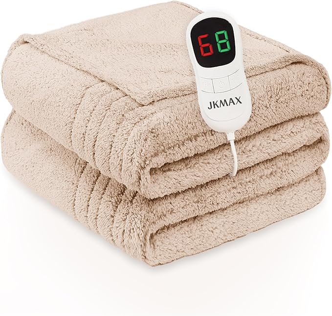 Heated Electric Blanket King Size - 100"x90" Flannel Heating Blanket with 10 Heating Levels & 5 Time Settings Over-Heat Protection, Winter Warmer for Adults with ETL Certification（Beige）
