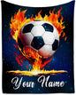 Personalized Soccer Blanket Gifts for Kids - Custom Soccer Gift for Boys 8-12, Sports Throw Blankets for Team Player Adults Men - Soft Plush Girls Throws for Couch, Bed (Blue, 50x60 Inch)