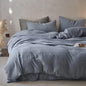 BuLuTu Gray Blue Muslin Cotton Duvet Cover Full Gauze Quilt Cover with Pillow Cases for All Seasons Minimalist Comforter Cover Set, Soft Comfort Bedding, Machine Washable