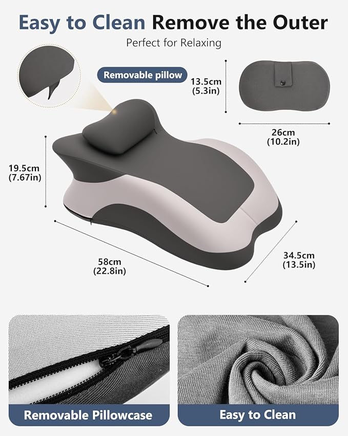Memory Foam Ergonomic Wedge Pillow, Squat Pillow, Prone Pillow for Sleeping, Reading Pillow for Bed, Ideal for Massage, with Removable Cover, Back Support, Multi-Functional Memory Foam (Grey)