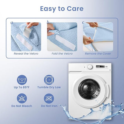 Sasttie Wedge Pillow for After Surgery, Adjustable Bed Wedge Pillow Headboard for Acid Reflux, Sleeping, Neck & Back Support, with Removable Cover, Blue