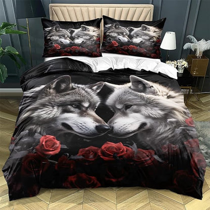 3D Printed Bedding Set for Adult Kids Boys Girls Bedroom Indian Dream Catcher Animal Wolf Comforter Cover Wolves Couple Bedding Sets Comforter/Quilt Cover Black Twin Size 172 * 218