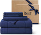 Rest® Evercool®+ Cooling Comforter Set, Full, Midnight Blue, 4pcs with Cooling Blanket, Wrinkle-Free Deep Pocket Fitted Sheet, 2 Silver-Infused Pillowcases for Skin and Hair Bed Set, for Ultra Comfort