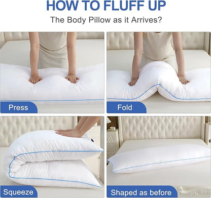 YZ HOME Memory Foam Body Pillow Insert - Full Body Pillow for Adults - Soft Large Long Bed Pillow for Side Sleeper (White, 20 Inchx54 Inch)