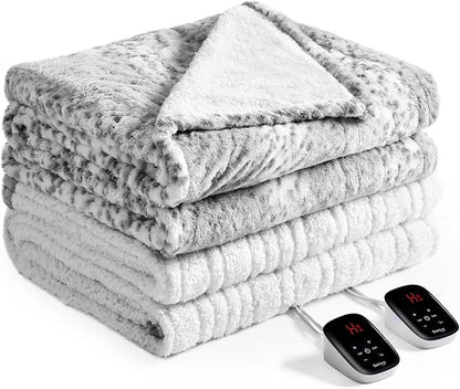 Bearhug Electric Blanket Heated Blanket Full Size 77"x 84" Warm Heating Blanket Gift Reversible Faux Fur & Sherpa 10 Heating Levels & 1-12H Auto Off, Machine Washable, Over-Heat Protect, ETL Certified