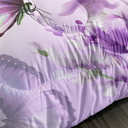 Lavender Butterfly Comforter Set for Girl Kid Adult Colorful Butterfly Pattern Bedding Set Aesthetics Butterflies Quilt Bed Set Twin Size with 1 Comforter and 2 Pillowcases