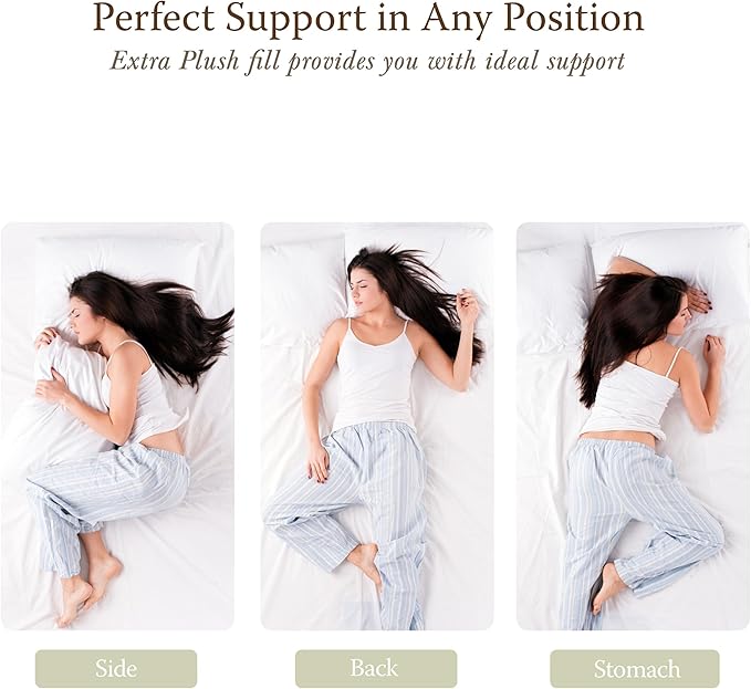 Threadmill Soft Bed Pillows Standard Size Set of 2 | Down Alternative Cooling Bed Pillow for Sleeping | Soft Pillows | 20 x 26 Hotel Pillow, Standard Pillows 2 Pack for Back, Stomach or Side Sleepers