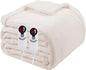 Electric Heated Blanket Queen Size 84"x90", Soft Flannel with Dual Controllers & Overheat Protection, 6 Adjustable Heat Settings & 10-Hour Auto-Off Timer, Fast Heating for Winter Comfort, White