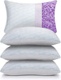 Cooling Pillows Standard Size Set of 4, Shredded Memory Foam Pillows with Zipper, Adjustable Firm for Sleeping Cool Cold Pillow for Hot, Side Sleepers,20x26,4 Pack