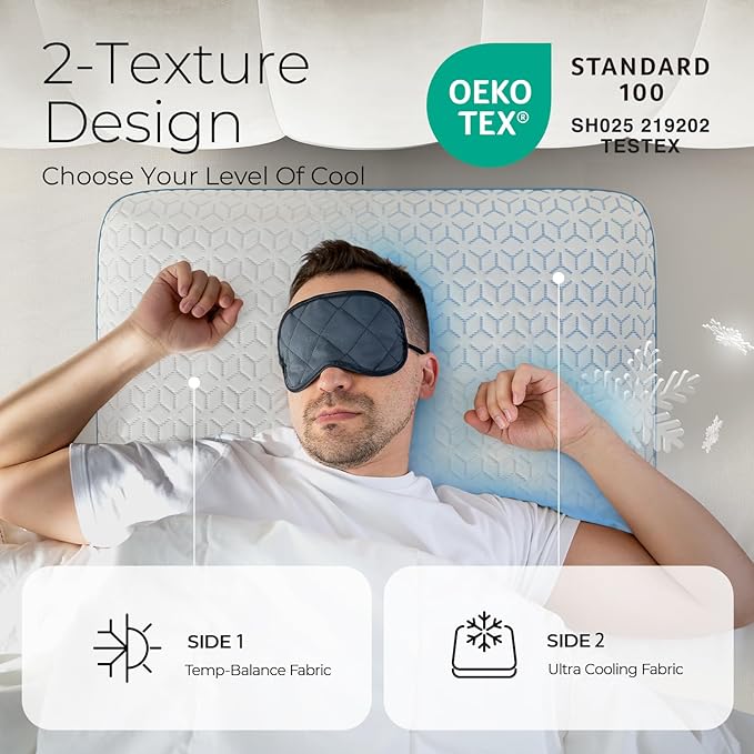 Sweetnight Cooling Pillows, Memory Foam Pillows Queen Size Set of 2, Almohadas para Dormir for Hot Sleepers