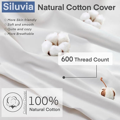 Siluvia 28"x28" Pillow Insert Set of 2 Square Throw 28 Pillows with 100% Cotton Cover for Sofa, Couch, and Bed - White