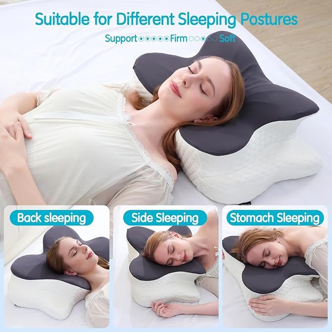 Cervical Pillow for Neck Pain Relief, Contour Memory Foam Pillows, Adjustable Orthopedic Pillow with Cooling Case for Side, Back, Stomach Sleepers, Ergonomic Neck and Shoulder Support