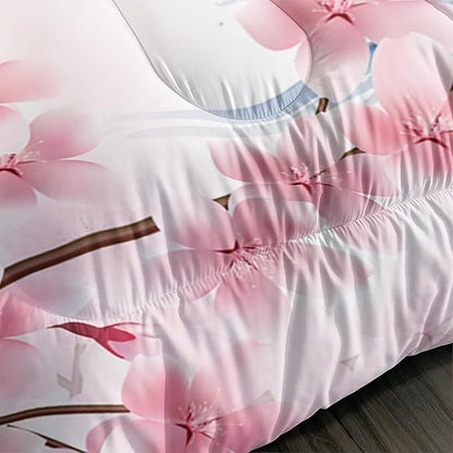 Horse Comforter Set Kids Bedding Full Size,Pink Cherry Blossom Bedding Set for Girls Boys Teens Bedroom Decor Aesthetic,Galloping Horse Bedding Comforter Sets with 2 Pillowcases.