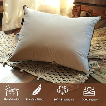 Luxurious Down Pillows - Standard Size, High Fill Power, Breathable Cotton Blend Shell,Down Pillow Ideal for Every Night - Pack of 1 (20" x 26")