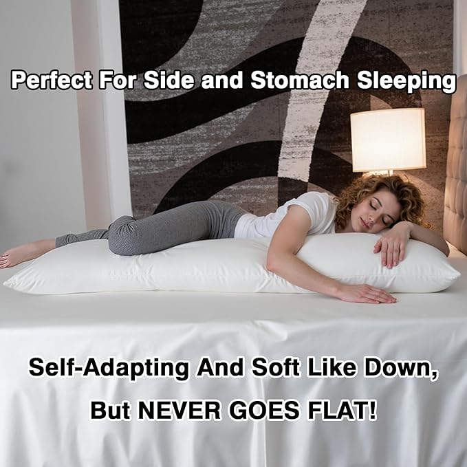 Long Body Pillow Insert - Extra Soft & Breathable Full Length Pillow for Side Sleepers & Pregnancy Support 24x71inch