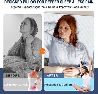 Wedge Pillow for Sleeping, 12" Bed Wedge After Surgery, Back Pain Relief, Memory Foam Pillow Triangle Incline Wedge for Back Support, Leg Elevation