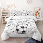 Soccer Bedding Comforter Set Queen Size for Kids Teens and Adults Football Printed Quilt Set for Bedroom Soft Microfiber All Season Print Quilt Set with 1 Comforter and 2 Pillowcases