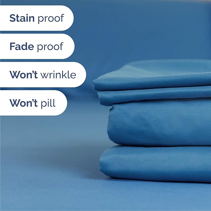 Cal King 6 Piece Sheet Set - Comfy Breathable & Cooling - Soft Hotel Luxury Bedding Set with 8-16 Inch Deep Pockets - 1 Flat & 1 Fitted Sheet & 4 Pillowcases - Wrinkle Free & Easy Care - Denim Blue