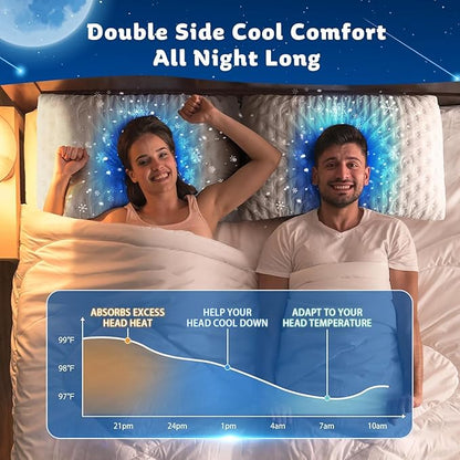 Cooling Side Sleeper Pillow for Neck and Shoulder Pain, Luxury Shredded Memory Foam Firm Cool Bed Pillows for Sleeping Set of 1- Adjustable Standard Size- Washable Cover Original White