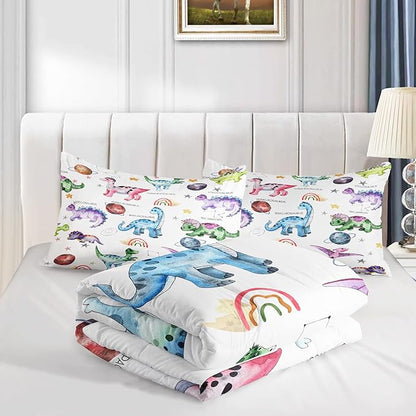 CVHOUSE Dinosaur Comforter Set - Twin Microfiber Quilt Set with 1 Comforter and 2 Pillow Cases - 3 Piece