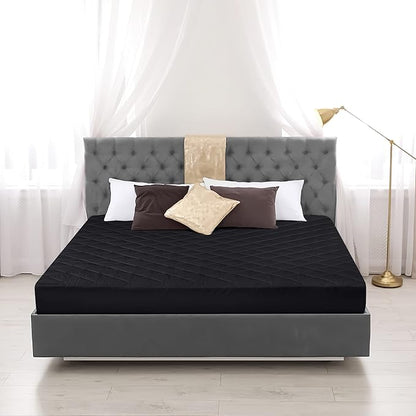 Utopia Bedding Quilted Fitted Mattress Pad, Queen Size, Elastic Fitted Mattress Topper Protector and Cover with Deep Pocket Stretches up to 16 Inches, Machine Washable (Black)
