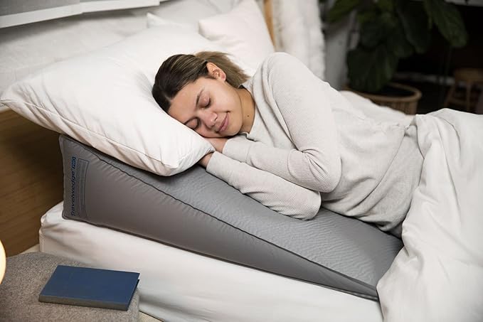 Self-Inflating Bed Wedge Pillow | Lightweight for Travel | Wedge Pillow for Sleeping and Acid Reflux, Heartburn, and GERD Pillow (30 Inch - Checked Bag Version)